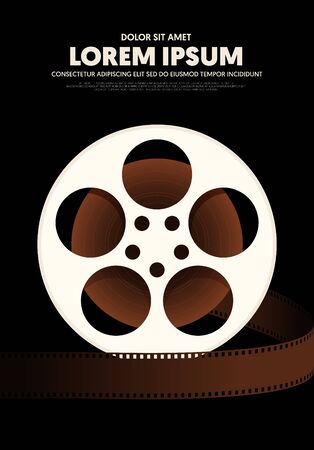 Movie and film poster modern vintage retro style. Graphic design template can be used for background, backdrop, banner, brochure, leaflet, flyer, print, publication, vector illustrationのイラスト素材