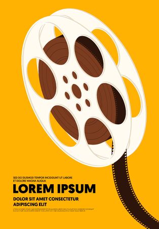Movie and film poster modern vintage retro style. Graphic design template can be used for background, backdrop, banner, brochure, leaflet, flyer, print, publication, vector illustrationのイラスト素材