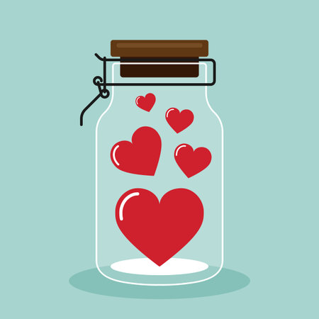 Happy valentineâs day concept decorative with hearts inside glass jar. Graphic design element can be used for poster, backdrop, publication, brochure, banner, vector illustrationのイラスト素材