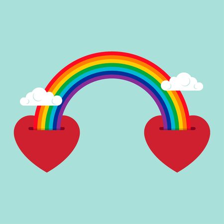 Happy valentineâs day concept decorative with red heart and rainbow. Graphic design element can be used for poster, backdrop, publication, brochure, banner, vector illustrationのイラスト素材