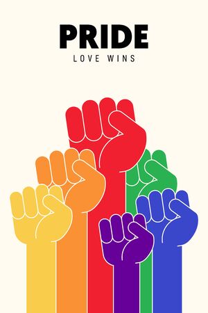 LGBT community poster design template background with rainbow colored flag. Graphic design element can be used for backdrop, banner, brochure, leaflet, publication, vector illustrationのイラスト素材