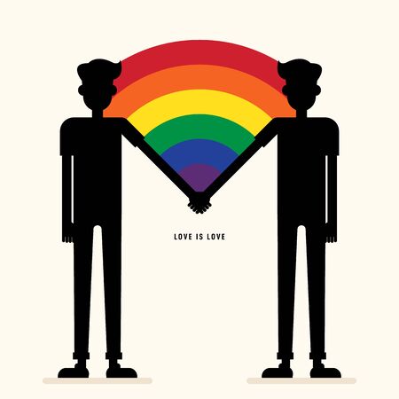 LGBT community poster design template background with 2 men holding hands. Graphic design element can be used for backdrop, banner, brochure, leaflet, publication, vector illustrationのイラスト素材