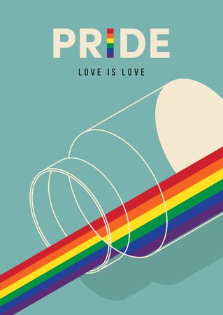 LGBTQ community pride month poster design template background with rainbow flag and jar. Design element can be used for backdrop, banner, brochure, postcard, print, publication, vector illustrationのイラスト素材