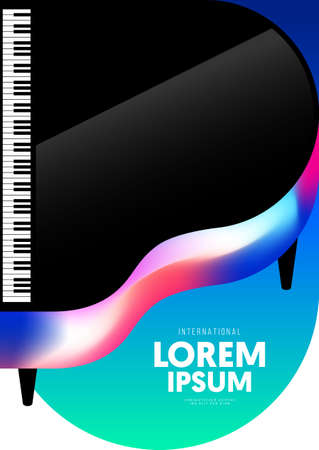 Music poster decorative with gradient piano design template background modern art style. Design element template can be used for backdrop, banner, brochure, print, publication, vector illustrationのイラスト素材