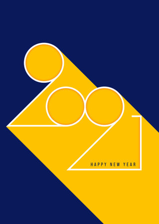 Happy new year 2021 background decorative with minimal geometric typography, vector illustrationのイラスト素材