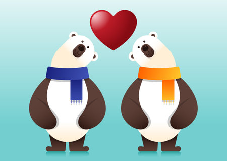 Happy valentineâs day concept decorative with cute bear couple. Design element can be used for background, backdrop, wallpaper, postcard, brochure, banner, vector illustrationのイラスト素材