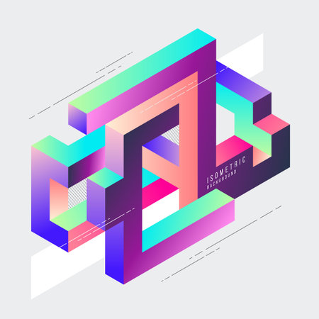 Isometric geometric impossible shape abstract background modern art style. Design element template can be used for poster, backdrop, publication, brochure, flyer, leaflet, vector illustrationのイラスト素材