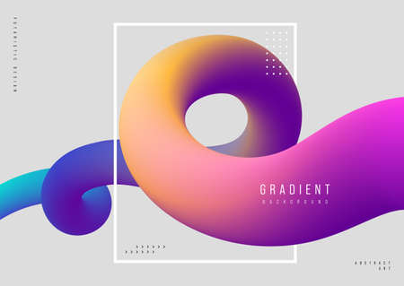 Abstract fluid dynamic background with colorful gradient shape modern art style. Design element can be used for backdrop, wallpaper, print, magazine, book cover, vector illustrationのイラスト素材