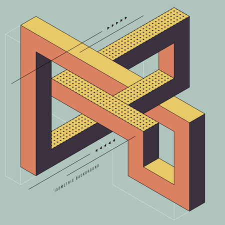 Isometric geometric shape abstract background modern art style. Design element template can be used for poster, backdrop, publication, brochure, flyer, leaflet, vector illustrationのイラスト素材