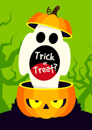 Happy halloween party banner template design flat design style, vector illustrationのイラスト素材