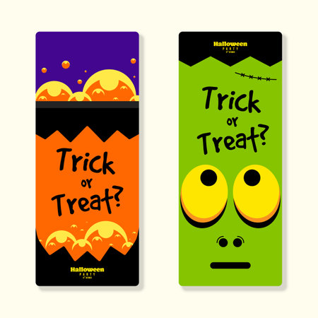 Happy halloween party banner template design flat design style, vector illustrationのイラスト素材