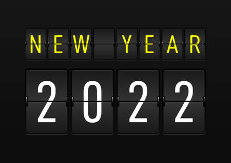 2022 Happy new year concept decorative with airport timetable. Graphic design element can be used for greeting card, postcard, poster, banner, brochure, publication, vector illustrationのイラスト素材