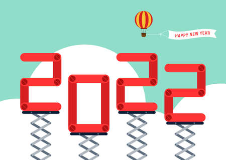 2022 new year background decorative with scissor lift flat design style. Design element template can be used for wallpaper, brochure, print, vector illustrationのイラスト素材