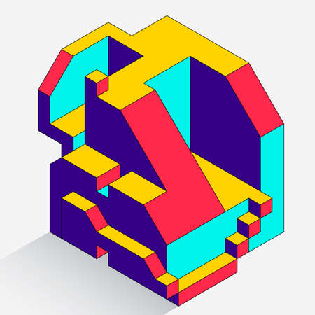 Isometric geometric shape abstract background modern art style. Design element template can be used for poster, backdrop, publication, brochure, flyer, leaflet, vector illustrationのイラスト素材