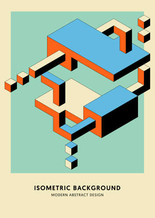 Isometric geometric shape abstract background modern art style. Design element template can be used for poster, backdrop, publication, brochure, flyer, leaflet, vector illustrationのイラスト素材