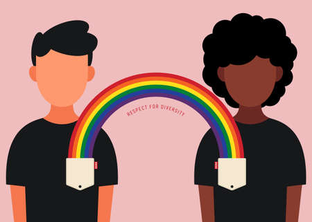 LGBTQ community pride month poster design template with a couple. Design element can be used for backdrop, banner, brochure, postcard, print, publication, vector illustrationのイラスト素材