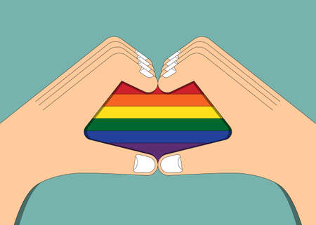 LGBTQ community pride month poster design template. Human rights and diversity concept, vector illustrationのイラスト素材