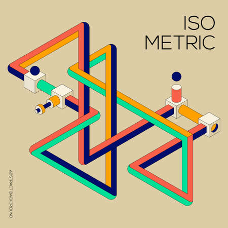 Isometric geometric shape abstract background modern art style. Design element template can be used for poster, backdrop, publication, brochure, flyer, leaflet, vector illustrationのイラスト素材