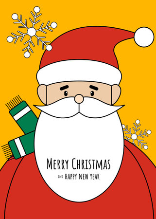 Merry Christmas and happy new year concept with Santa Claus. Design element can be used for greeting card, postcard, backdrop, brochure, publication, vector illustrationのイラスト素材