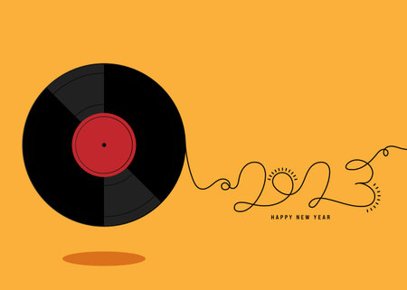 2023 Happy new year concept background decorative with vinyl record. Graphic design element can be...