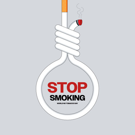 No smoking concept for world no tobacco day campaign with cigarette snare rope flat design style, vector illustrationのイラスト素材