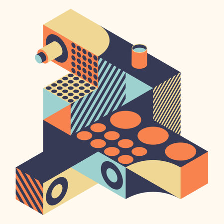 Abstract isometric geometric shape modern art style background. Design element template can be used for poster, backdrop, publication, brochure, flyer, leaflet, vector illustrationのイラスト素材