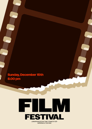 Movie and film festival poster template design background modern vintage retro style. Design element can be used for backdrop, banner, brochure, leaflet, flyer, print, publication, vector illustrationのイラスト素材