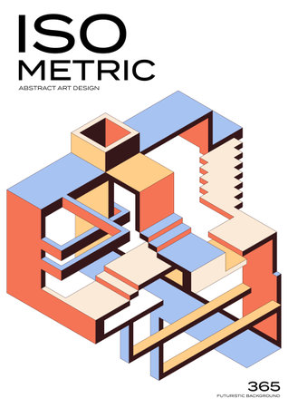 Abstract modern isometric geometric shape abstract art isolated on white background. Design element template can be used for poster, backdrop, wallpaper, publication, brochure, flyer, leaflet, vector illustrationのイラスト素材