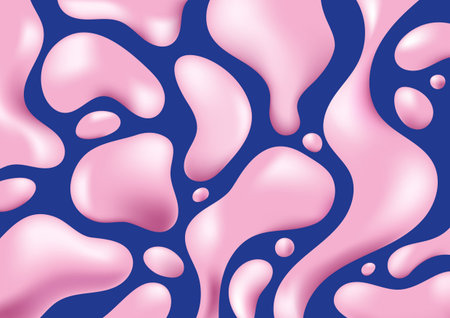 Abstract liquid organic shape pattern isolated on blue background. Design element can be used for poster, wallpaper, backdrop, banner, book cover, print, vector illustrationのイラスト素材