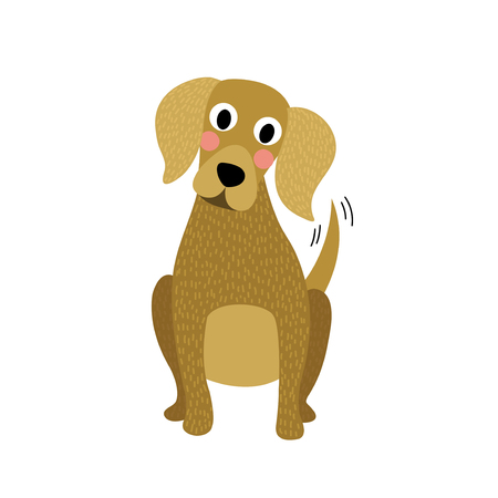 Sitting Dog animal cartoon character. Isolated on white background. Vector illustration.のイラスト素材