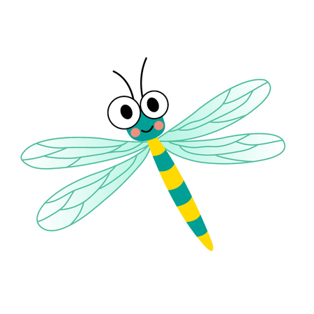 Dragonfly insect animal cartoon character. Isolated on white background. illustration.のイラスト素材