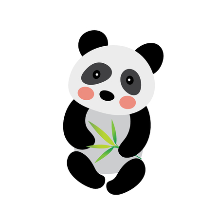 Sitting Chinese Panda bear animal cartoon character. Isolated on white background. illustration.のイラスト素材