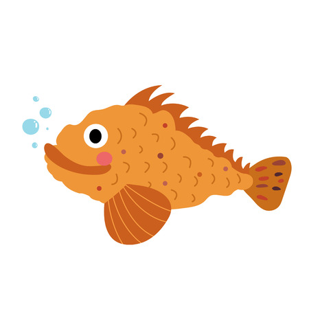 Scorpion Fish animal cartoon character. Isolated on white background. illustration.のイラスト素材