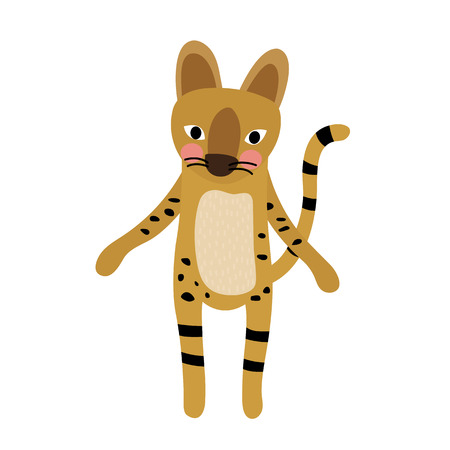 Serval Cat standing on two legs animal cartoon character. Isolated on white background. illustration.のイラスト素材