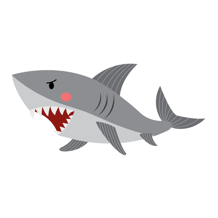 Shark animal cartoon character. Isolated on white background. illustration.のイラスト素材