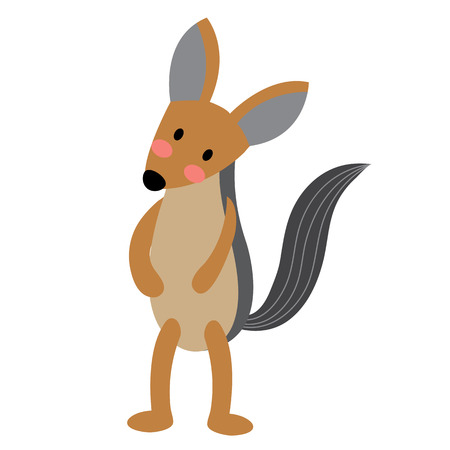 Jackal standing on two legs animal  cartoon character. Isolated on white background. illustration.のイラスト素材