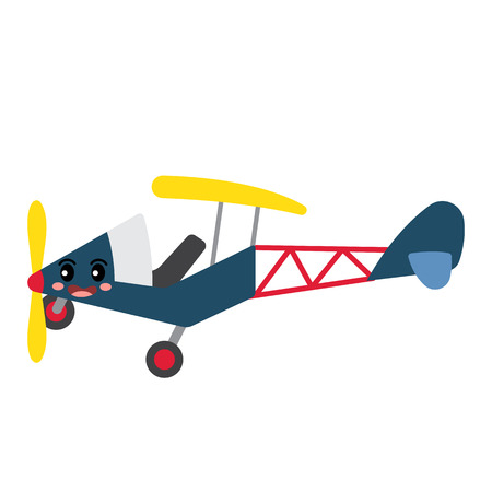 Ultralight Aircraft transportation cartoon character side view isolated on white background vector illustration.のイラスト素材