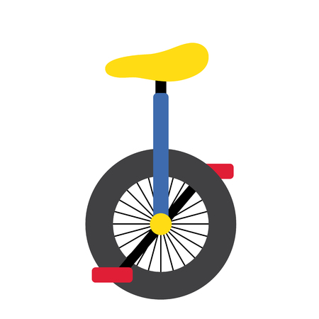 Unicycle transportation cartoon character side view isolated on white background vector illustration.のイラスト素材