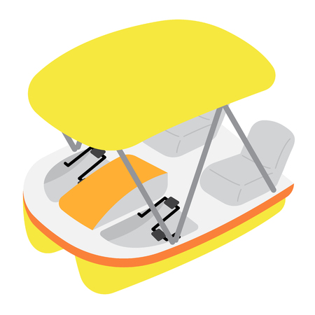 Pedalo transportation cartoon character perspective view isolated on white background vector illustration.のイラスト素材