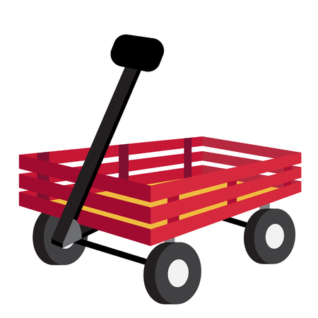 Wagon transportation cartoon character perspective view isolated on white background vector illustration.のイラスト素材