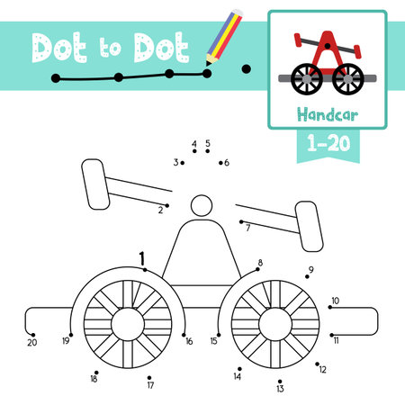 Dot To Dot Educational Game And Coloring Book Of Cute Handcar Cartoon Transportations For Preschool Kids Activity About Learning Counting Number 1 And Handwriting Practice Worksheet Vector Illustration موقع تصميمي
