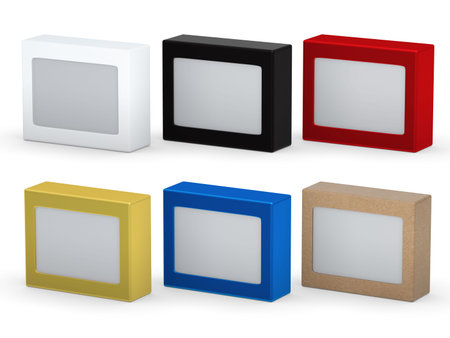 Blank  box packaging set with plastic window for variety product clipping path included