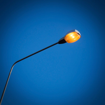 Minimal style of street light with clear blue sky background