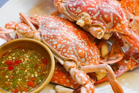 Streamed Crabs with sour and spicy sauceの写真素材