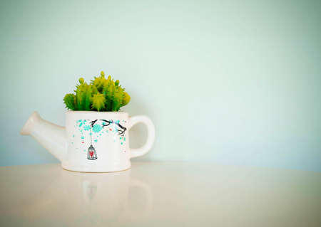 Artificial cactus with blurred background in vintage styleの写真素材