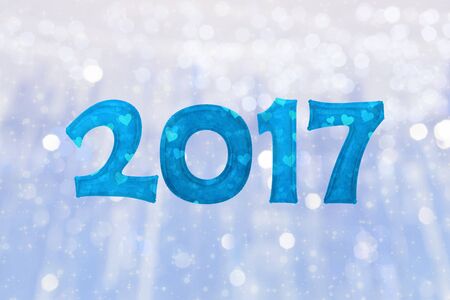 2017 Happy new year foil balloon 3d illustration with backgroundの写真素材