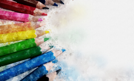 Digital painting of colored pencils, watercolor styleの写真素材