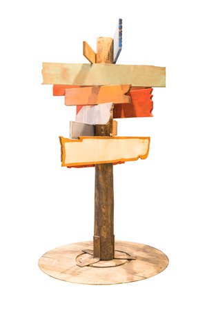 Blank wooden direction board with clipping pathの写真素材