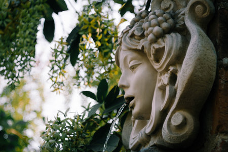 Woman  head fountain in the garden