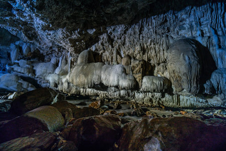 Cave passage with beautiful Stalactites in Thailand (Tanlodnoi cave)